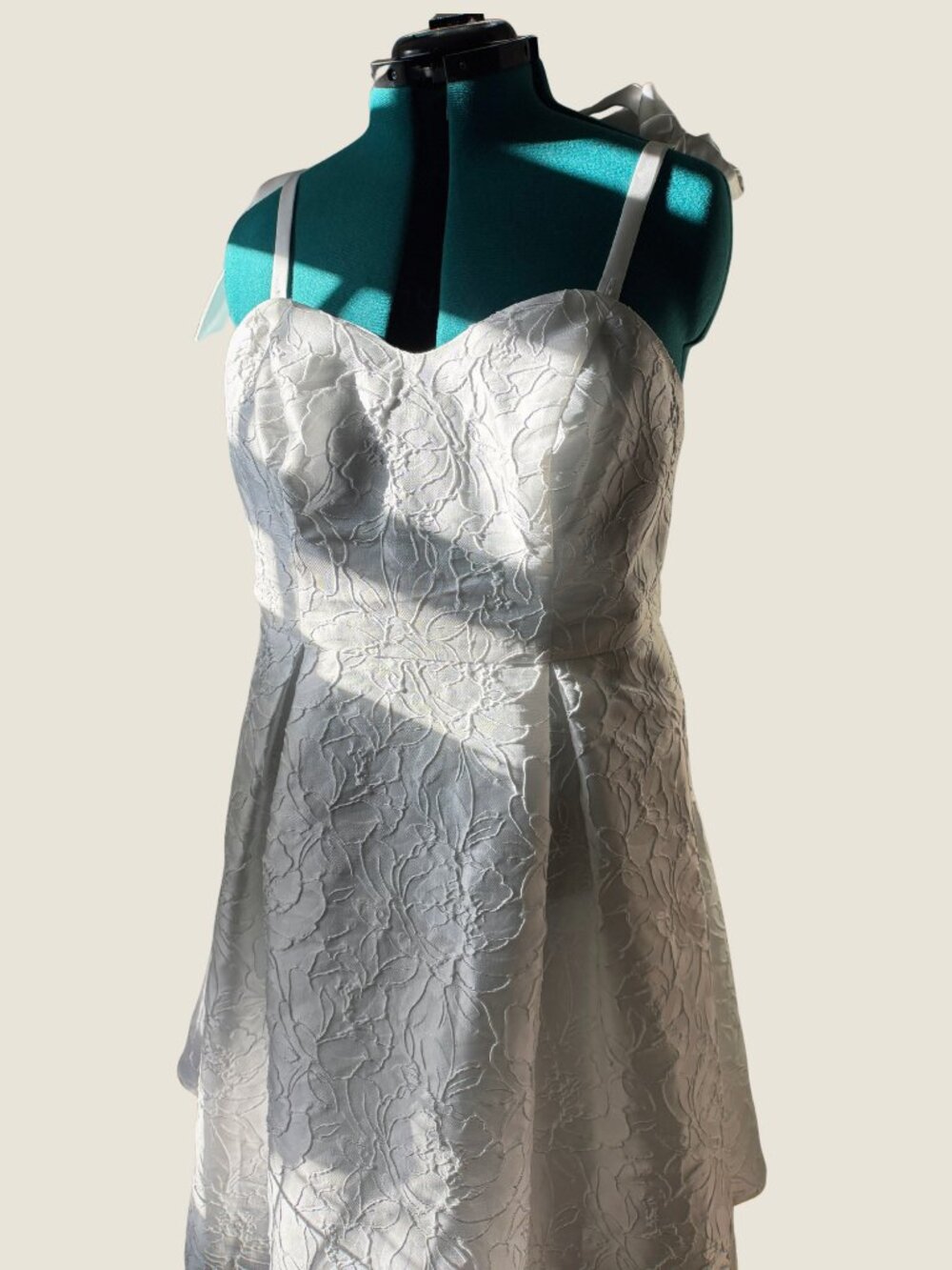 David’s Bridal White Floral Graduation Dress